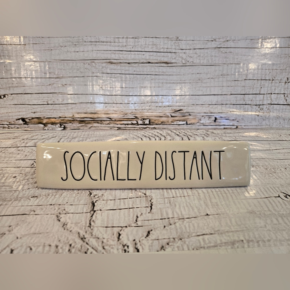 Rae Dunn Wednesday/Addams Family Inspired Desk Name Plaque "Socially Distant"